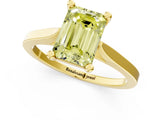 Yellow gold Fancy Yellow Emerald  Solitaire Diamond Ring with Four-Prong Setting and Tapered Band 1