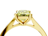 Yellow gold Fancy Yellow Emerald  Solitaire Diamond Ring with Four-Prong Setting and Tapered Band 4