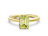 Yellow gold Fancy Yellow Emerald  Solitaire Diamond Ring with Four-Prong Setting on a Plain Band_20