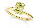 Yellow gold Fancy Yellow Emerald  Solitaire Diamond Ring with Four-Prong Setting on a Plain Band_21