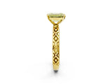 Yellow gold Fancy Yellow Emerald  Solitaire Diamond Ring with Milgrain and Black Enamel X Pattern Band_135