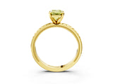 Yellow gold Fancy Yellow Emerald  Solitaire Diamond Ring with Milgrain and Black Enamel X Pattern Band_136