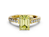 Yellow gold Fancy Yellow Emerald  Solitaire Diamond Ring with Pavé Band and Four-Prong Setting_101