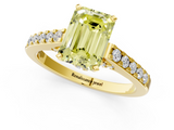 Yellow gold Fancy Yellow Emerald  Solitaire Diamond Ring with Pavé Band and Four-Prong Setting_102