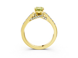 Yellow gold Fancy Yellow Emerald  Solitaire Diamond Ring with Pavé Band and Four-Prong Setting_104