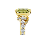 Yellow gold Fancy Yellow Emerald  Solitaire Diamond Ring with Pavé Band and Four-Prong Setting_106