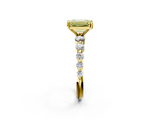Yellow gold Fancy Yellow Emerald  Solitaire Diamond Ring with Pave Band and Four-Prong Setting_256