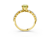 Yellow gold Fancy Yellow Emerald  Solitaire Diamond Ring with Pave Band and Four-Prong Setting_257