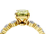 Yellow gold Fancy Yellow Emerald  Solitaire Diamond Ring with Pave Band and Four-Prong Setting_258