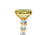 Yellow gold Fancy Yellow Emerald  Solitaire Diamond Ring with Pave Band and Four-Prong Setting_259