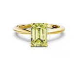 Yellow gold Fancy Yellow Emerald  Solitaire Diamond Ring with Six-Prong Setting on a Classic Band