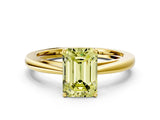 Yellow gold Fancy Yellow Emerald  Solitaire Diamond Ring with Split Shank and Four-Prong Setting_12