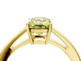 Yellow gold Fancy Yellow Emerald  Solitaire Diamond Ring with Split Shank and Four-Prong Setting_16
