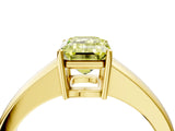 Yellow gold Fancy Yellow Emerald  Solitaire Diamond Ring with Tapered Band and Four-Prong Setting_53