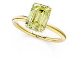 Yellow gold Fancy Yellow Emerald  Solitaire Diamond Ring with a Classic Band and Four-Prong Setting 1