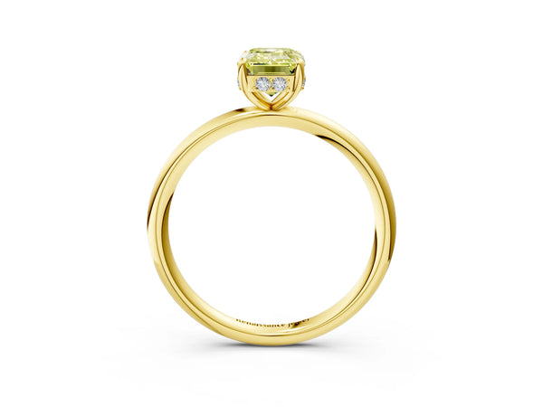 Yellow gold Fancy Yellow Emerald  Solitaire Diamond Ring with a Classic Band and Four-Prong Setting