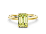 Yellow gold Fancy Yellow Emerald  Solitaire Diamond Ring with a Classic Band and Four-Prong Setting
