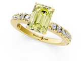 Yellow gold Fancy Yellow Emerald  Solitaire Diamond with Pavé Band and Four-Prong Setting_33