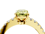 Yellow gold Fancy Yellow Emerald  Solitaire Diamond with Pavé Band and Four-Prong Setting_36