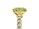 Yellow gold Fancy Yellow Emerald  Solitaire Diamond with Pavé Band and Four-Prong Setting_37