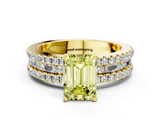 Yellow gold Fancy Yellow Emerald  Solitaire Diamond with Pave and Channel Set Band_42