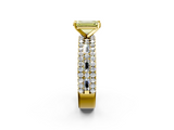 Yellow gold Fancy Yellow Emerald  Solitaire Diamond with Pave and Channel Set Band_44