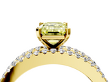 Yellow gold Fancy Yellow Emerald  Solitaire Diamond with Pave and Channel Set Band_46