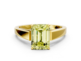 Yellow gold Fancy Yellow Emerald  Solitaire Engagement Ring with Four-Prong Setting and Tapered Band_3