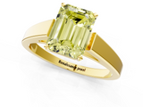 Yellow gold Fancy Yellow Emerald  Solitaire Engagement Ring with Four-Prong Setting and Tapered Band_4