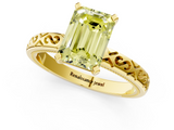 Yellow gold Fancy Yellow Emerald  Solitaire Engagement Ring with Scrollwork Band and Four-Prong Setting_151