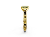 Yellow gold Fancy Yellow Emerald  Solitaire Engagement Ring with Scrollwork Band and Four-Prong Setting_152