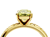Yellow gold Fancy Yellow Emerald  Solitaire Engagement Ring with Scrollwork Band and Four-Prong Setting_154