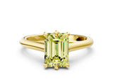 Yellow gold Fancy Yellow Emerald  Solitaire Engagement Ring with Six-Prong Setting and Classic Band