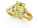 Yellow gold Fancy Yellow Emerald  Solitaire Filigree Engagement Ring with Halo and Prong Setting_69