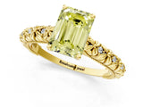 Yellow gold Fancy Yellow Emerald  Solitaire Floral Milgrain Engagement Ring_32