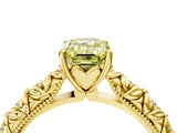 Yellow gold Fancy Yellow Emerald  Solitaire Floral Milgrain Engagement Ring_35
