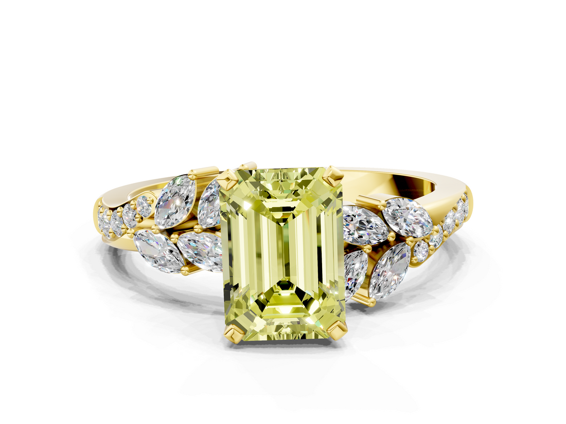 Yellow gold Fancy Yellow Emerald  Solitaire Marquise Twist Band with Six-Prong Setting_81