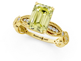 Yellow gold Fancy Yellow Emerald  Solitaire Milgrain Diamond Engagement Ring with Bezel and Marquise Band_129