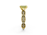 Yellow gold Fancy Yellow Emerald  Solitaire Milgrain Diamond Engagement Ring with Bezel and Marquise Band_130
