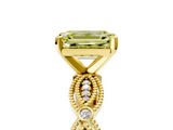 Yellow gold Fancy Yellow Emerald  Solitaire Milgrain Diamond Engagement Ring with Bezel and Marquise Band_133