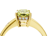 Yellow gold Fancy Yellow Emerald  Solitaire Pavé Band Prong Setting Ring_24