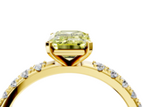 Yellow gold Fancy Yellow Emerald  Solitaire Pavé Band with Four-Prong Setting_155