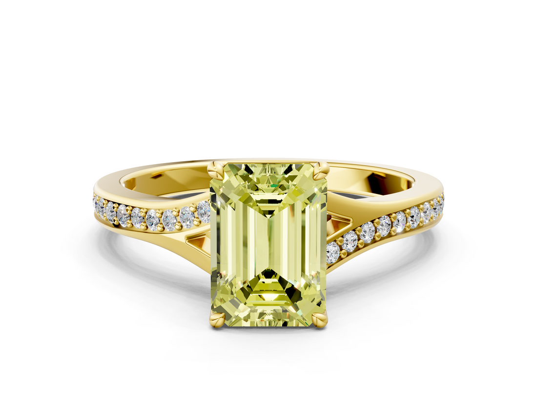 Yellow gold Fancy Yellow Emerald  Solitaire Pavé Band with Four-Prong Setting_28