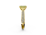 Yellow gold Fancy Yellow Emerald  Solitaire Pavé Diamond Engagement Ring with Four-Prong Setting_159