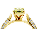 Yellow gold Fancy Yellow Emerald  Solitaire Pavé Diamond Engagement Ring with Four-Prong Setting_161