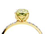 Yellow gold Fancy Yellow Emerald  Solitaire Pavé Diamond Engagement Ring with Four-Prong Setting_45