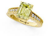 Yellow gold Fancy Yellow Emerald  Solitaire Pavé Diamond Milgrain Engagement Ring with Four-Prong Setting_4