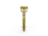 Yellow gold Fancy Yellow Emerald  Solitaire Pavé Diamond Milgrain Engagement Ring with Four-Prong Setting_5