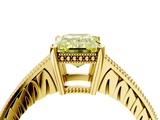 Yellow gold Fancy Yellow Emerald  Solitaire Pavé Diamond Milgrain Engagement Ring with Four-Prong Setting_7