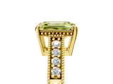 Yellow gold Fancy Yellow Emerald  Solitaire Pavé Diamond Milgrain Engagement Ring with Four-Prong Setting_8